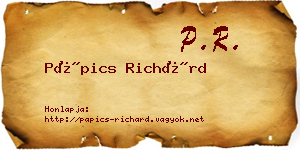 Pápics Richárd névjegykártya