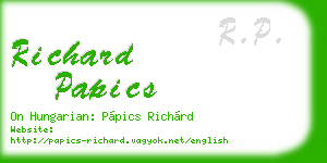richard papics business card